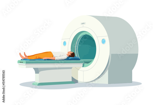 Patient lying on MRI machine for medical imaging procedure  