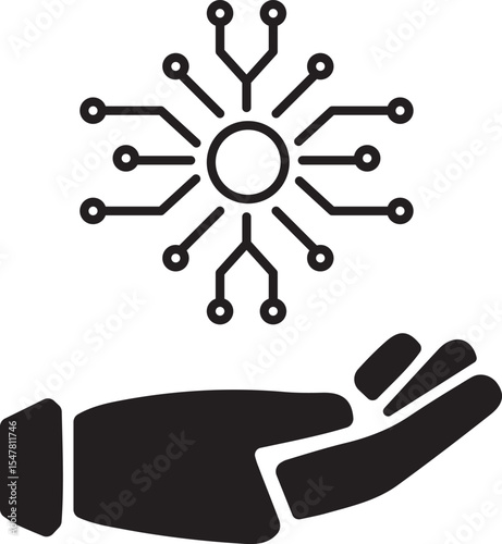 Artificial intelligence icon , robotic hand icon , Artificial intelligence, machine learning, brain, robot, generative ai. vector illustration . 