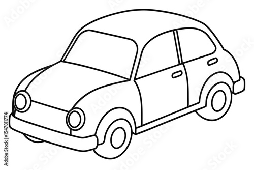 Classic Car Outline Drawing Simple Vintage Automobile Illustration