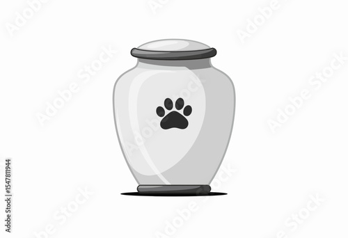 Pet memorial urn with paw print design in simple style  
