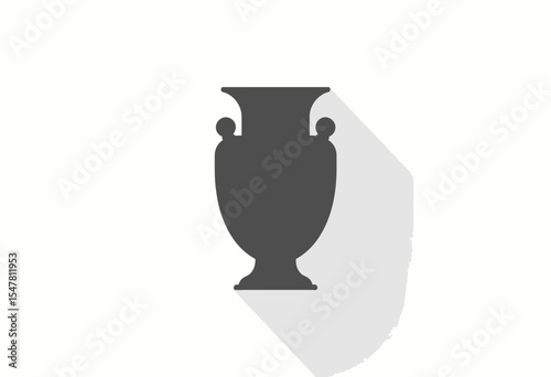 Decorative vase silhouette in minimalist style with shadow effect  