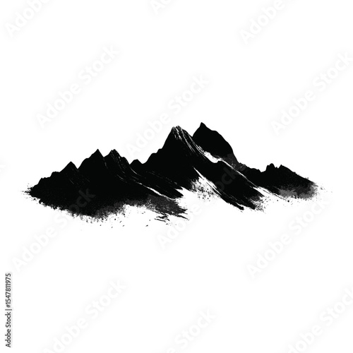 Dry brush stroke of mountains illustration nature black vector