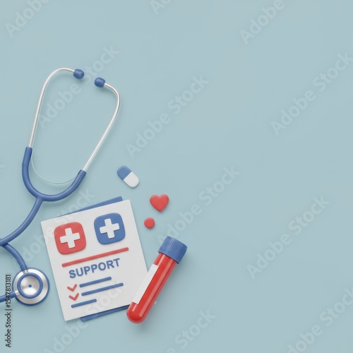 Medical Support Healthcare Assistance Concept 3D Render Illustration