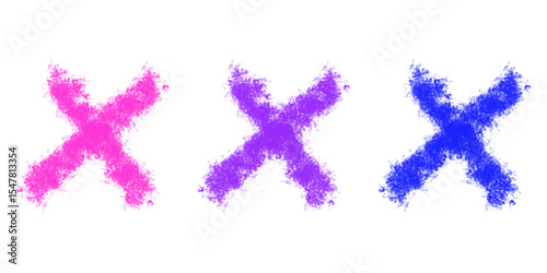 Vibrant X Marks: Pink, Purple, Blue Abstract Design