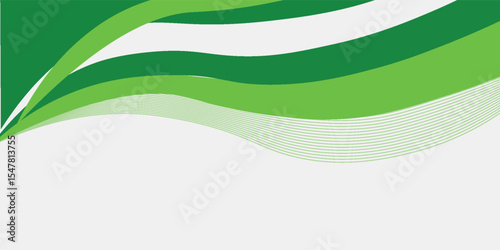 Abstract White and Green wave wide background banner