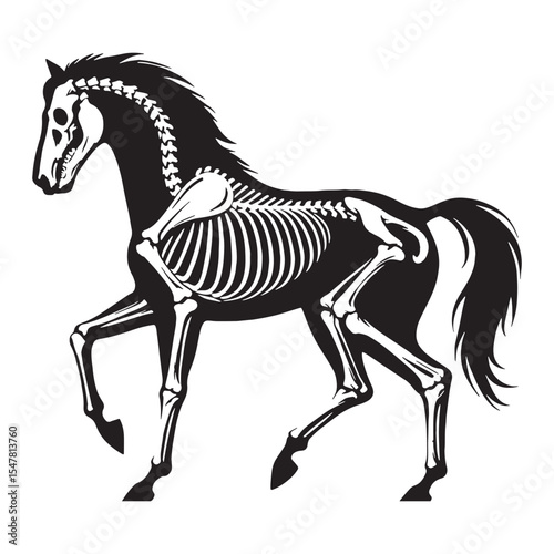 Legacy of motion and grace – Horse skeleton silhouette presented in classic Horse skeleton vector – Horse skeleton illustration

