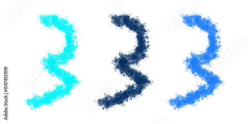 Abstract Blue Paint Splatter: Three Vibrant, Textured Swirls for Design Projects