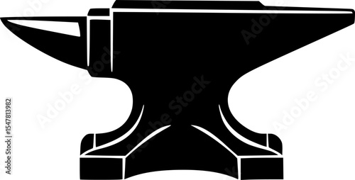 Blacksmith Anvil Stencil Icon Vector Illustration
