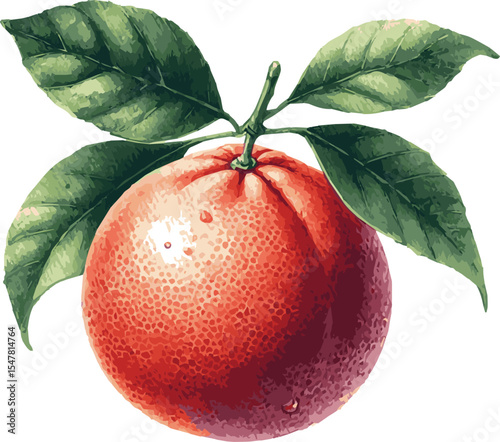 Vector watercolor painted illustration of a grapefruit