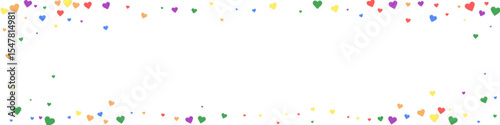 Rainbow colored scattered hearts. LGBT valentine