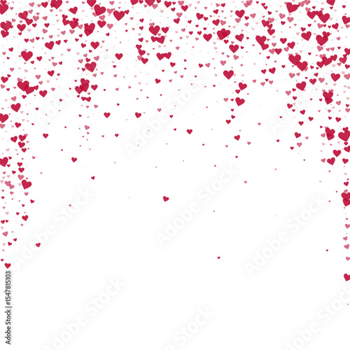 Red hearts scattered on white background.