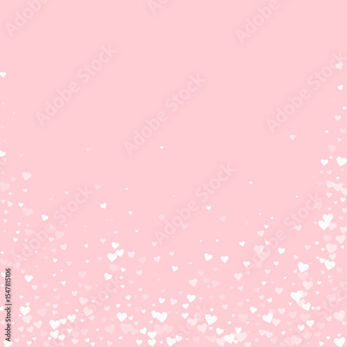 White hearts scattered on pink background.