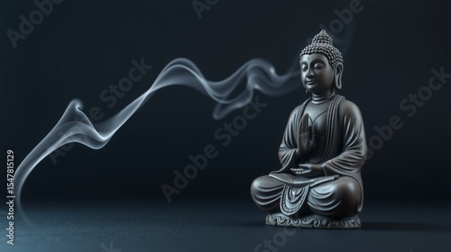 Serene Meditation Buddha with Ethereal Smoke