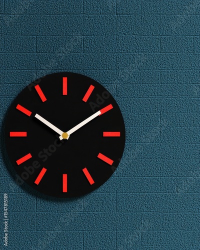 Wallpaper Mural Modern Wall Clock Design with Bold Red Markers on Blue Background Torontodigital.ca