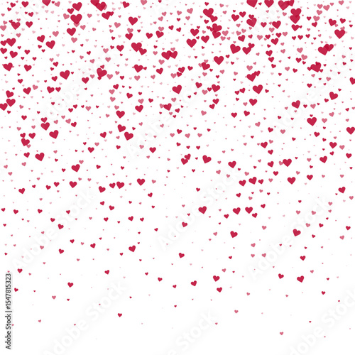 Red hearts scattered on white background.
