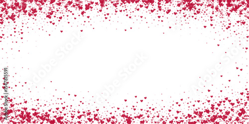 Red hearts scattered on white background.