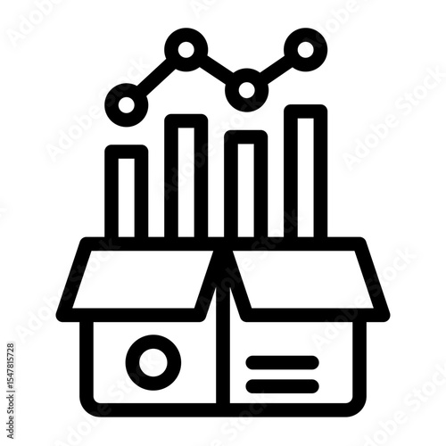 Stock Market Growth Icon Outline Style for Financial Analytics and Data Visualization. (Outline Style)