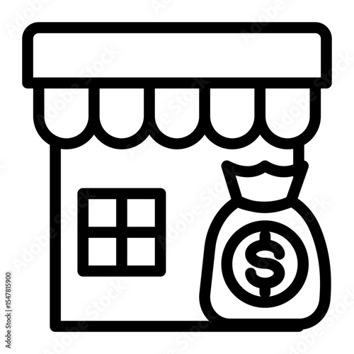 Retail Marketplace Icon Outline Style for Shopping and E-commerce. (Outline Style)