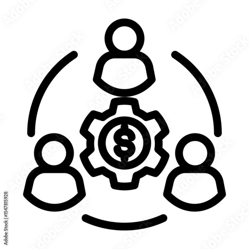 Teamwork Group Icon Outline Style for Professional Collaboration. (Outline Style)