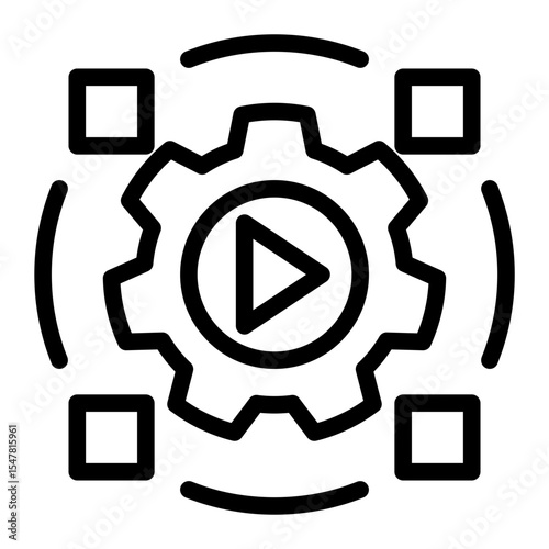 System Processing Gear Icon Outline Style for Smart Automation. (Outline Style)