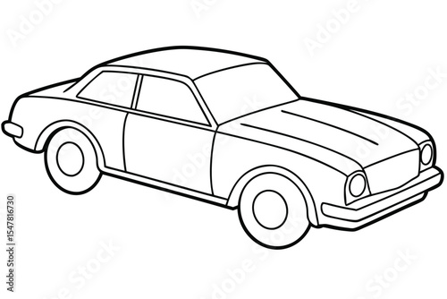 Classic Car Line Art Simple Drawing of a Vintage Coupe