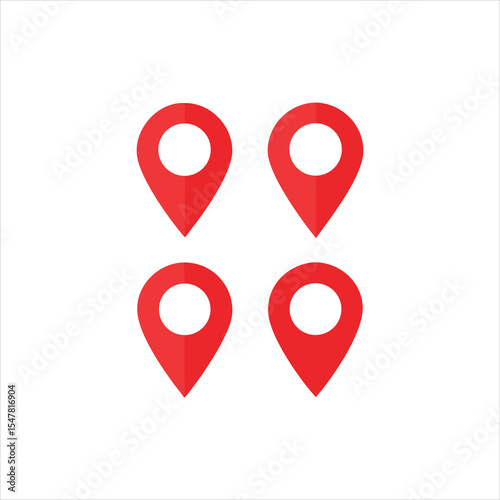 Set of vector map pointers with pin icons for location and navigation