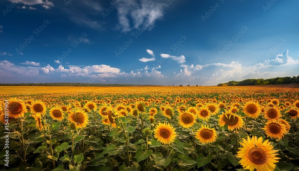 Obraz premium sunflower field under the blue sky the ukrainian landscape