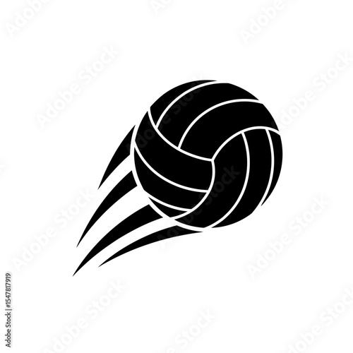 Dynamic Volleyball Logo Design Minimalist Black and White Icon