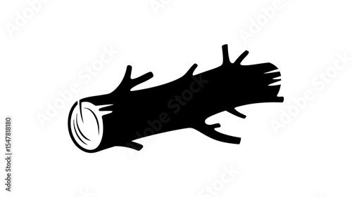 Black Silhouette Illustration of a Fallen Log Nature's Rustic Charm