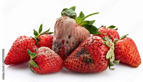rotten strawberry isolated on white background