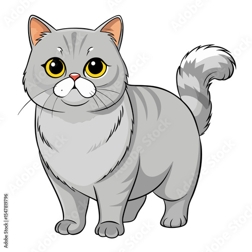Exotic Shorthair Cat Vector Illustration – Plush-Coated Pet with Flat Face