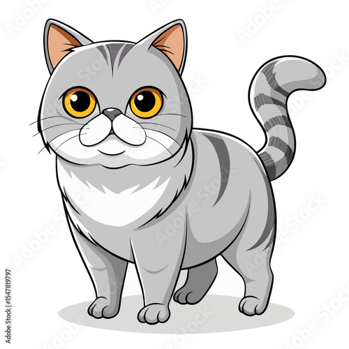 Exotic Shorthair Cat Vector Illustration – Sweet Feline with Rounded Features