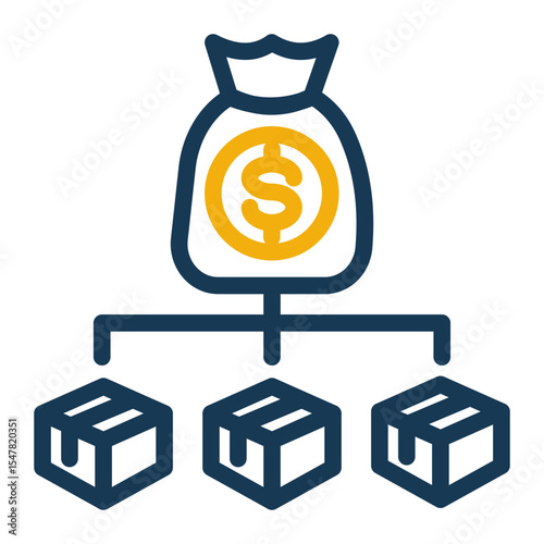 Unit Cost Structure Icon Outline Color Style for Financial Planning and Budgeting.