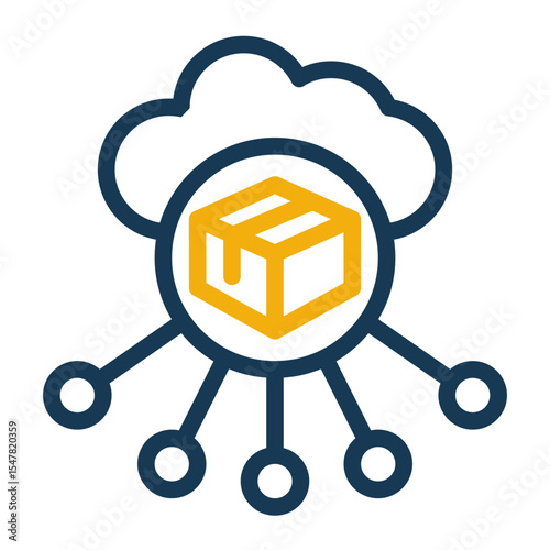 Cloud Data Storage Icon Outline Color Style for Digital Services and Computing.