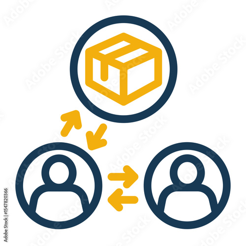 Transaction Broker Icon Outline Color Style for Buyer-Seller Connection.