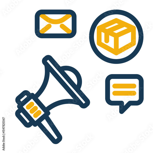 Social Media Ads Icon Outline Color Style for Marketing Campaigns and Publicity.
