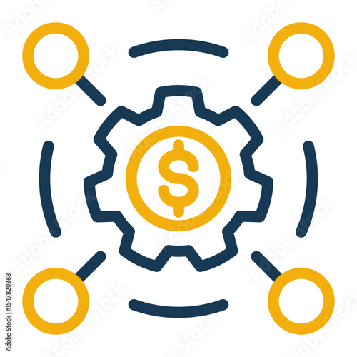 Business Process Cycle Icon Outline Color Style for Continuity and Strategy.