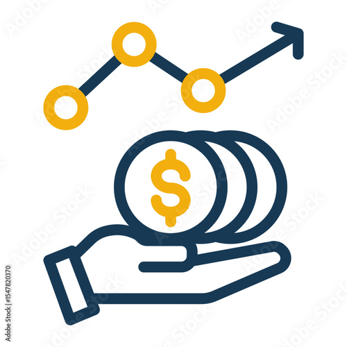 Profit Growth Icon Outline Color Style for Business Income and Financial Success.