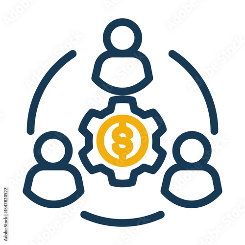 Teamwork Group Icon Outline Color Style for Professional Collaboration.
