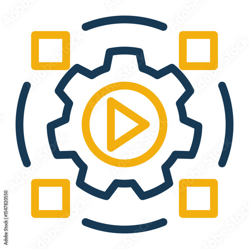 System Processing Gear Icon Outline Color Style for Smart Automation.