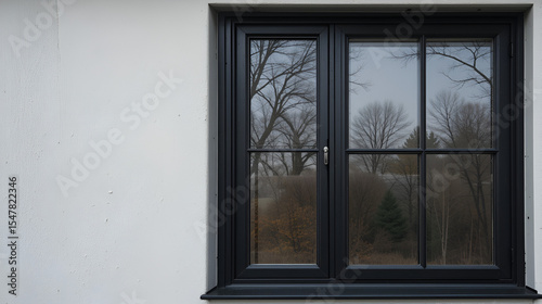 Black window frame with divided panes (1)