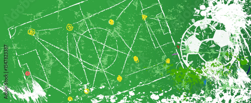 Soccer or Football illustration or template for the great soccer event this year,large copy space.Grungy vector illustration.