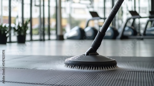 Wallpaper Mural Professional Scrubbing of Rubber Floor in Gym Environment with Modern Equipment Torontodigital.ca