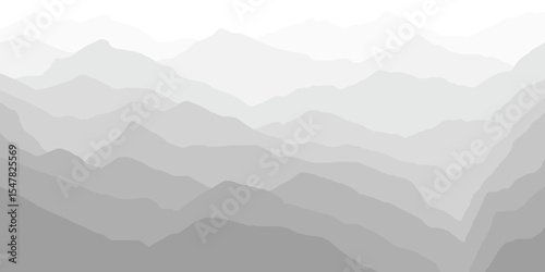 Minimalistic mountain landscape, black and white, vector illustration
