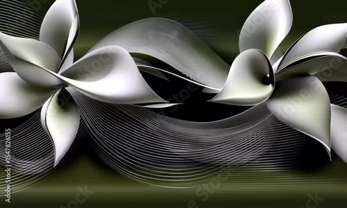 Abstract floral design in grayscale