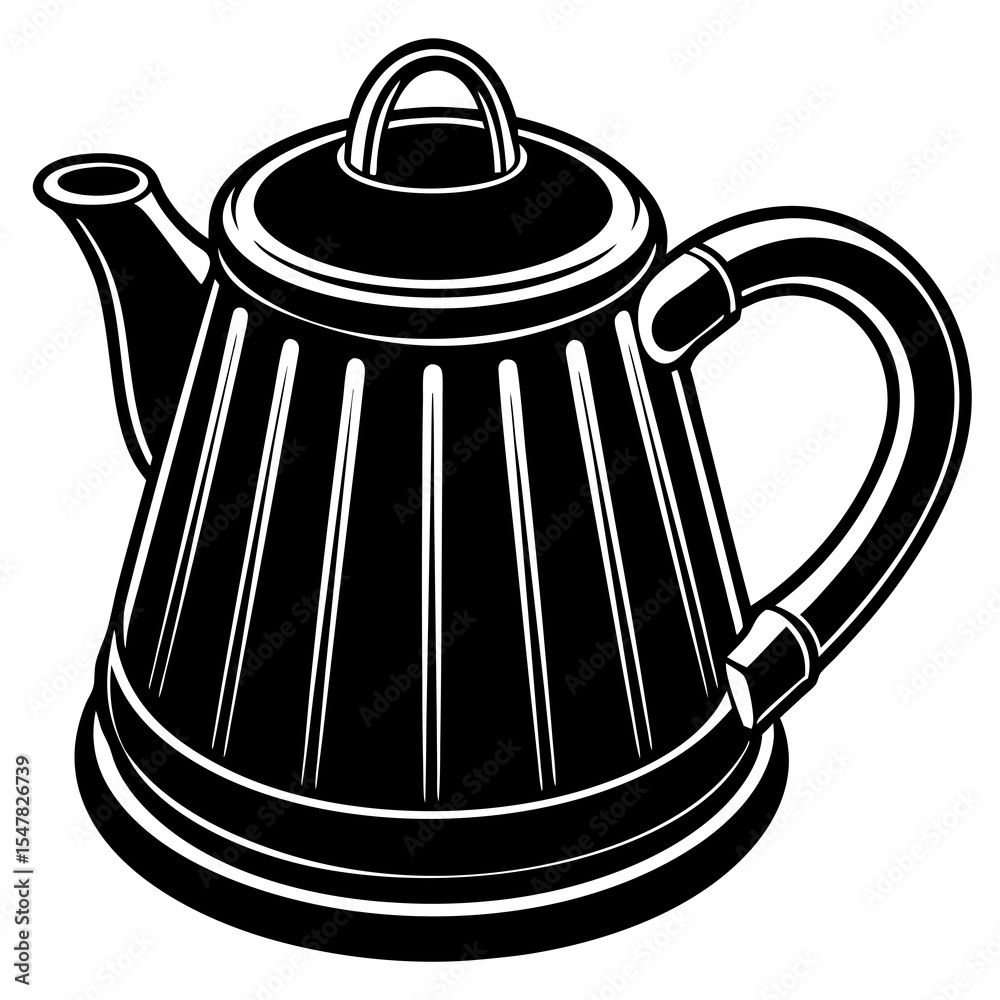 Black and white teapot isolated on white background
