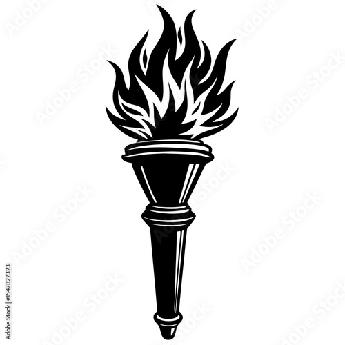Burning torch isolated on white background
