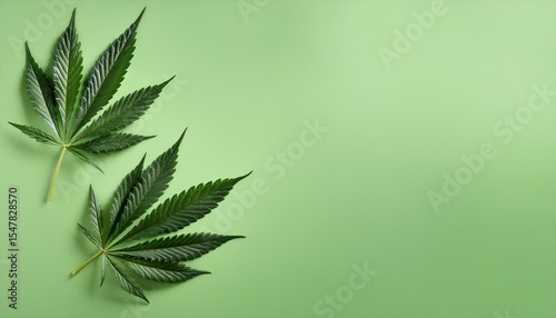 banner with two cannabis leaves on green background