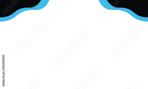 Modern abstract background featuring black and blue wave shapes at the top corners on a clean white canvas. Ideal for business templates, flyers, marketing banners, or digital graphic layouts.