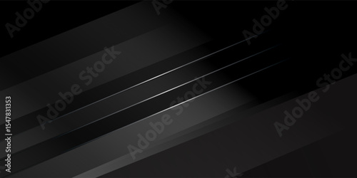 Black modern material header with diagonal silver lines. Banner for your business. Vector abstract widescreen background